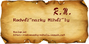 Radvánszky Mihály névjegykártya