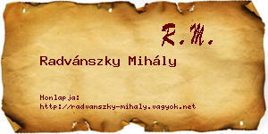 Radvánszky Mihály névjegykártya